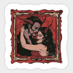 Devil Woman & Man. Love in Hell Sticker